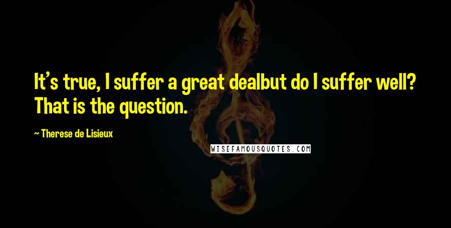 Therese De Lisieux Quotes: It's true, I suffer a great dealbut do I suffer well? That is the question.