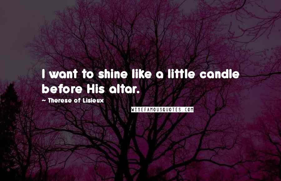 Therese Of Lisieux Quotes: I want to shine like a little candle before His altar.