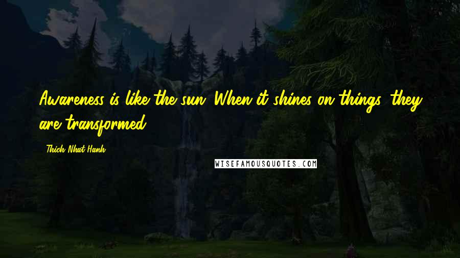 Thich Nhat Hanh Quotes: Awareness is like the sun. When it shines on things, they are transformed.