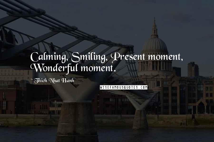 Thich Nhat Hanh Quotes: Calming, Smiling, Present moment, Wonderful moment.