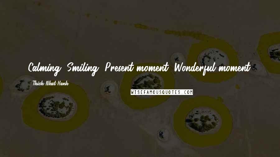Thich Nhat Hanh Quotes: Calming, Smiling, Present moment, Wonderful moment.