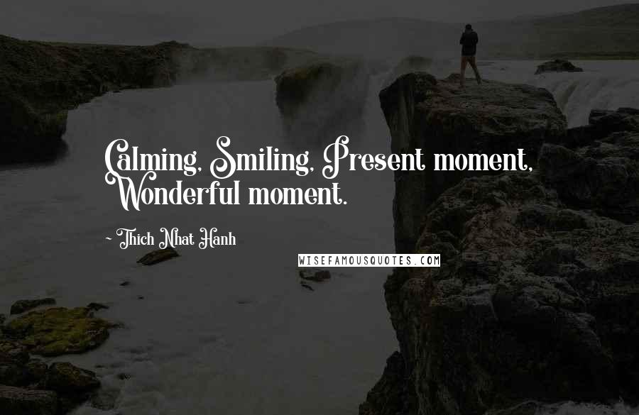 Thich Nhat Hanh Quotes: Calming, Smiling, Present moment, Wonderful moment.