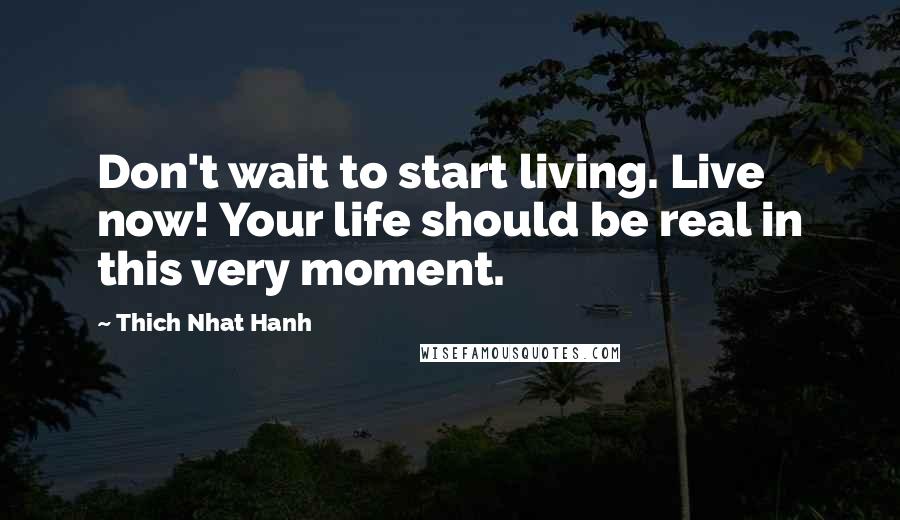 Thich Nhat Hanh Quotes: Don't wait to start living. Live now! Your life should be real in this very moment.
