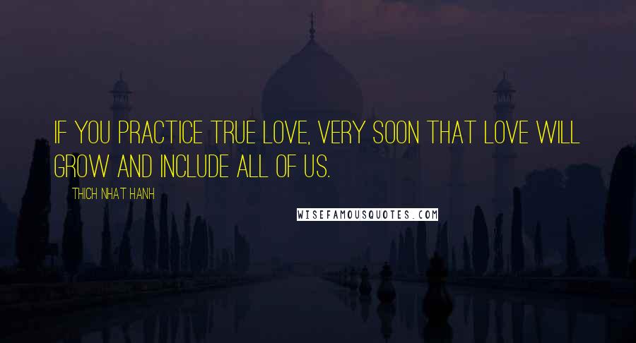 Thich Nhat Hanh Quotes: if you practice true love, very soon that love will grow and include all of us.