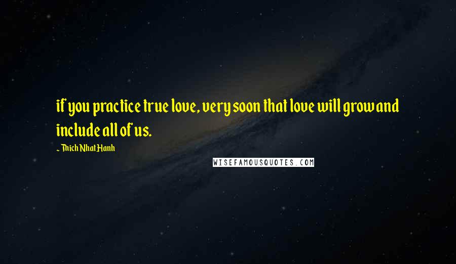 Thich Nhat Hanh Quotes: if you practice true love, very soon that love will grow and include all of us.