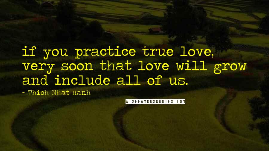 Thich Nhat Hanh Quotes: if you practice true love, very soon that love will grow and include all of us.