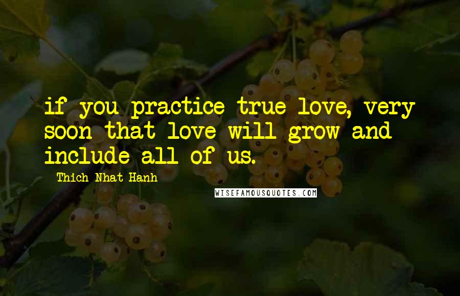 Thich Nhat Hanh Quotes: if you practice true love, very soon that love will grow and include all of us.