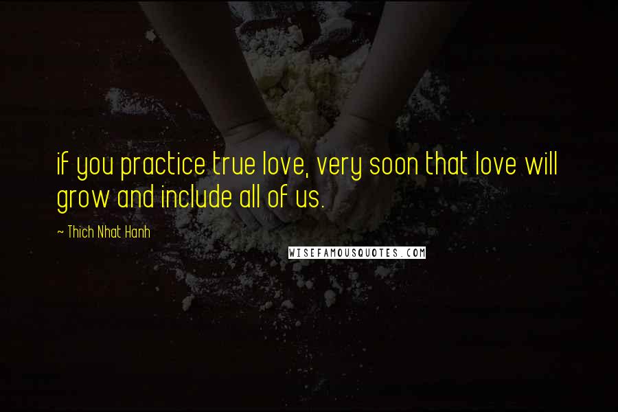 Thich Nhat Hanh Quotes: if you practice true love, very soon that love will grow and include all of us.