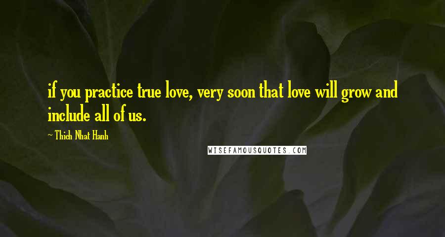 Thich Nhat Hanh Quotes: if you practice true love, very soon that love will grow and include all of us.