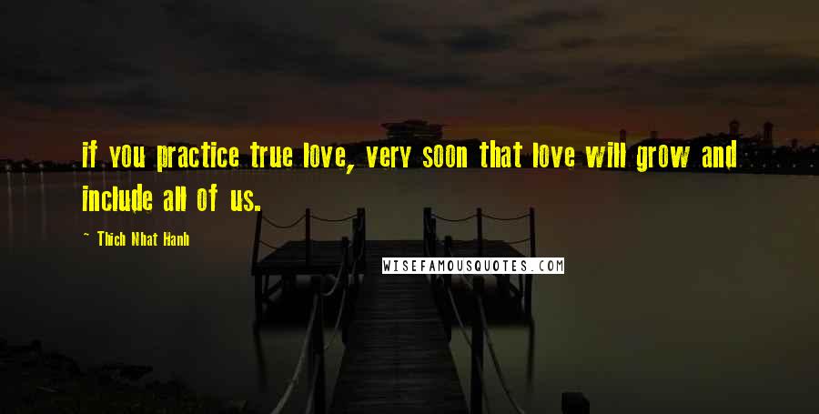 Thich Nhat Hanh Quotes: if you practice true love, very soon that love will grow and include all of us.