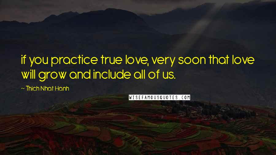 Thich Nhat Hanh Quotes: if you practice true love, very soon that love will grow and include all of us.