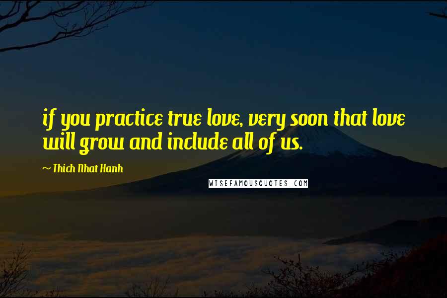 Thich Nhat Hanh Quotes: if you practice true love, very soon that love will grow and include all of us.