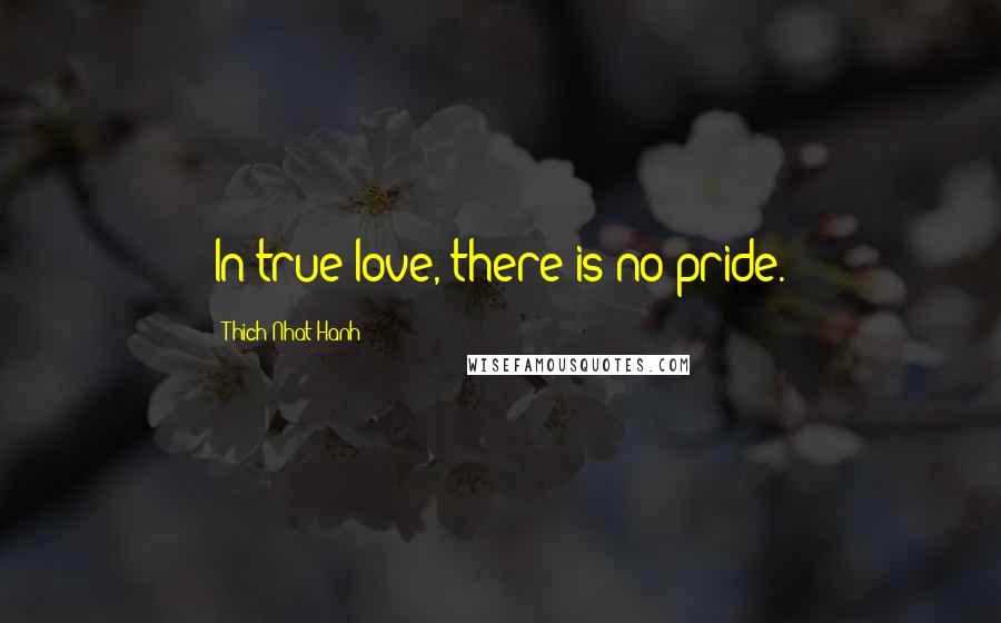 Thich Nhat Hanh Quotes: In true love, there is no pride.