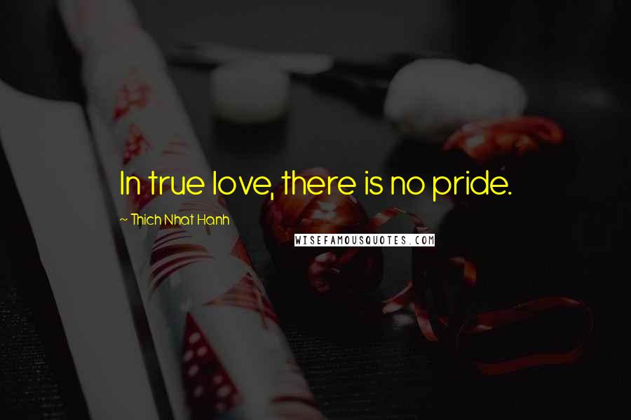 Thich Nhat Hanh Quotes: In true love, there is no pride.