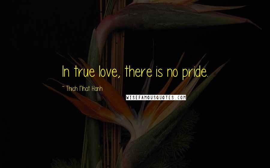 Thich Nhat Hanh Quotes: In true love, there is no pride.