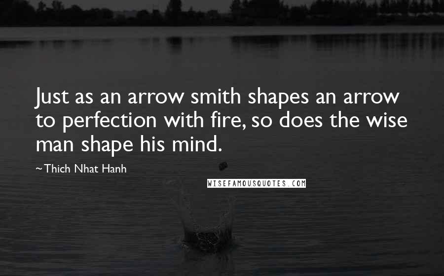 Thich Nhat Hanh Quotes: Just as an arrow smith shapes an arrow to perfection with fire, so does the wise man shape his mind.