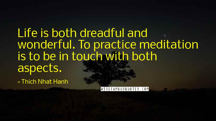 Thich Nhat Hanh Quotes: Life is both dreadful and wonderful. To practice meditation is to be in touch with both aspects.