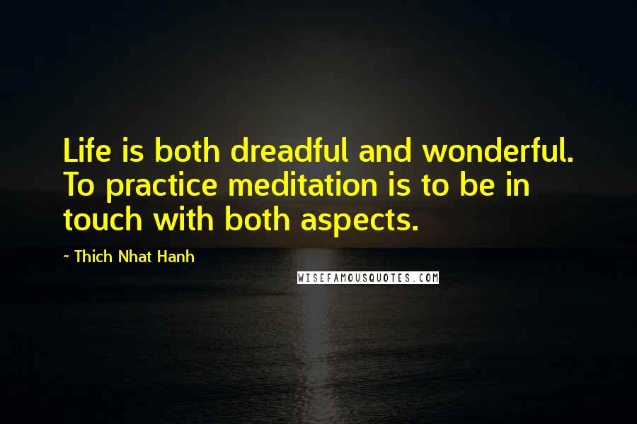 Thich Nhat Hanh Quotes: Life is both dreadful and wonderful. To practice meditation is to be in touch with both aspects.