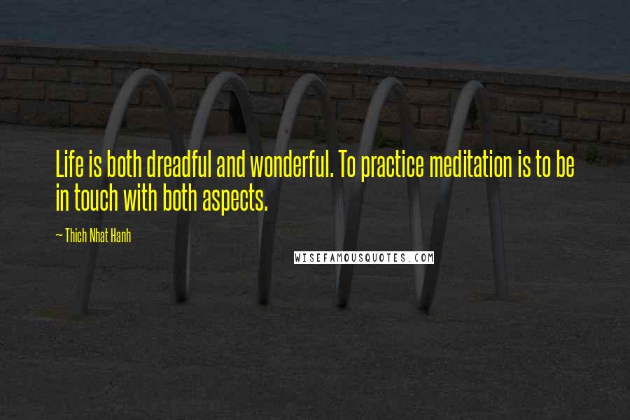 Thich Nhat Hanh Quotes: Life is both dreadful and wonderful. To practice meditation is to be in touch with both aspects.