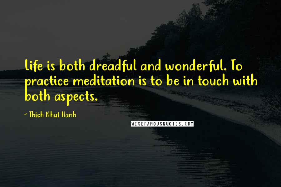 Thich Nhat Hanh Quotes: Life is both dreadful and wonderful. To practice meditation is to be in touch with both aspects.