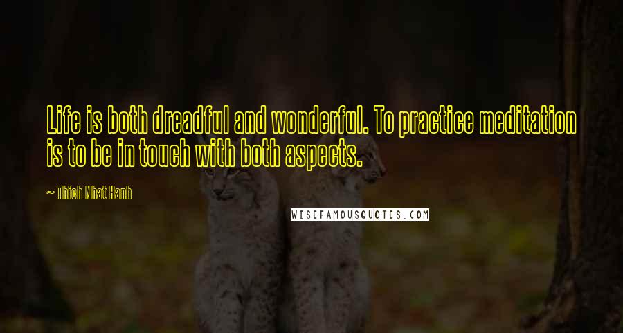 Thich Nhat Hanh Quotes: Life is both dreadful and wonderful. To practice meditation is to be in touch with both aspects.