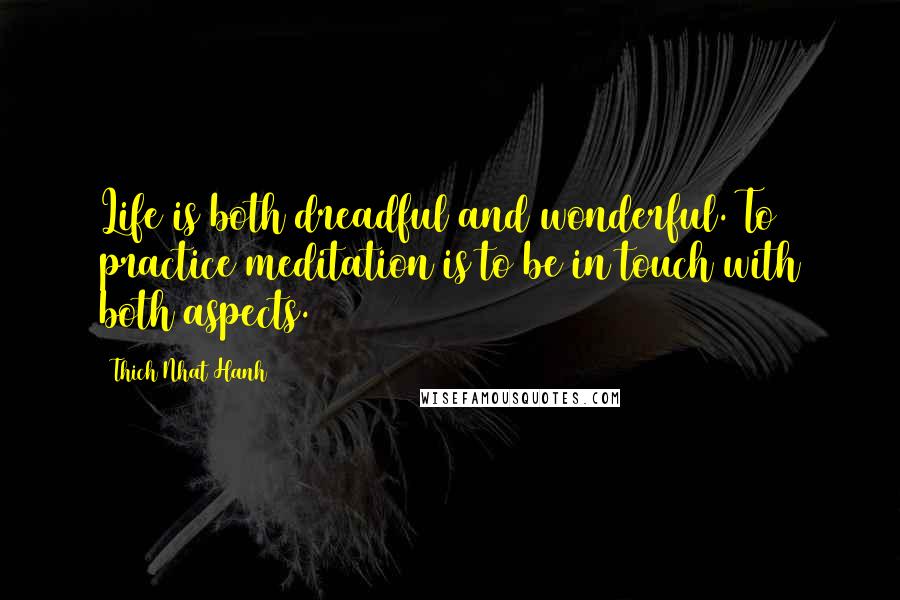 Thich Nhat Hanh Quotes: Life is both dreadful and wonderful. To practice meditation is to be in touch with both aspects.