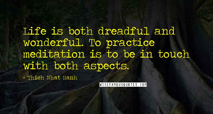 Thich Nhat Hanh Quotes: Life is both dreadful and wonderful. To practice meditation is to be in touch with both aspects.