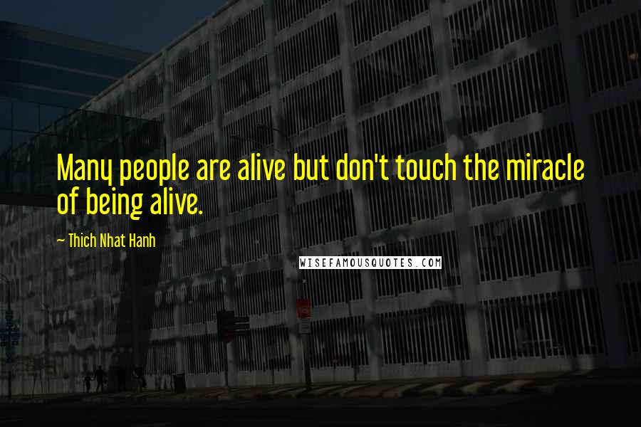 Thich Nhat Hanh Quotes: Many people are alive but don't touch the miracle of being alive.