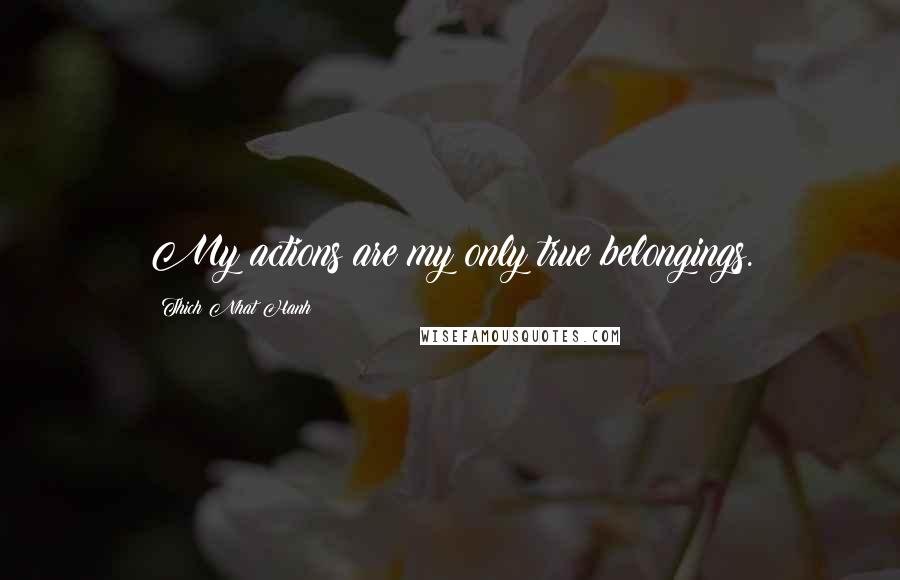 Thich Nhat Hanh Quotes: My actions are my only true belongings.