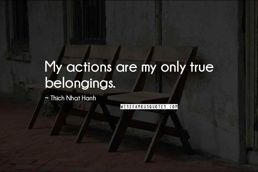 Thich Nhat Hanh Quotes: My actions are my only true belongings.