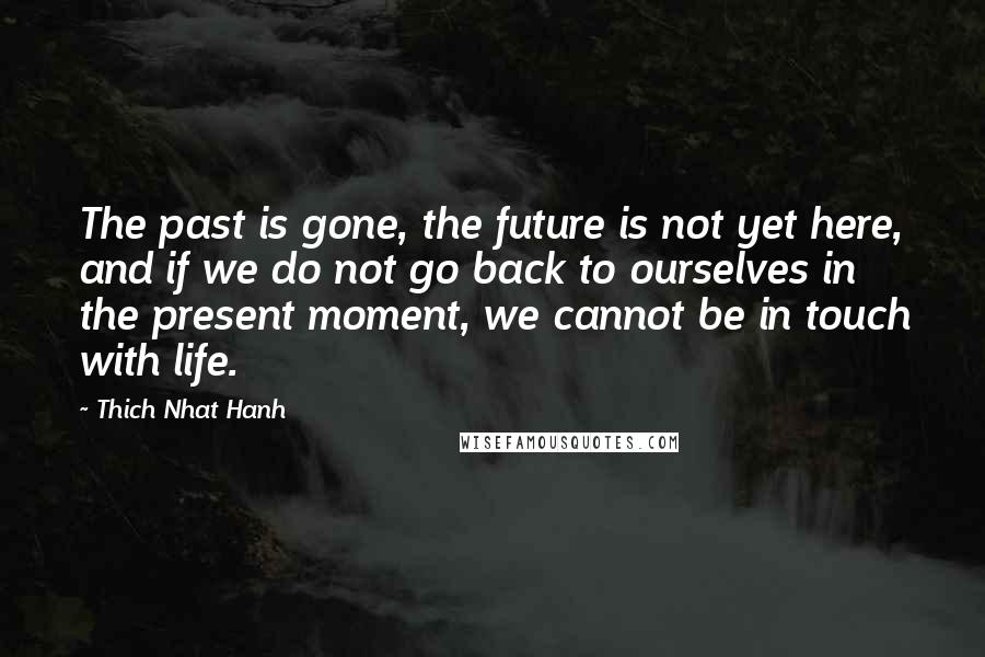 Thich Nhat Hanh Quotes: The past is gone, the future is not yet here, and if we do not go back to ourselves in the present moment, we cannot be in touch with life.