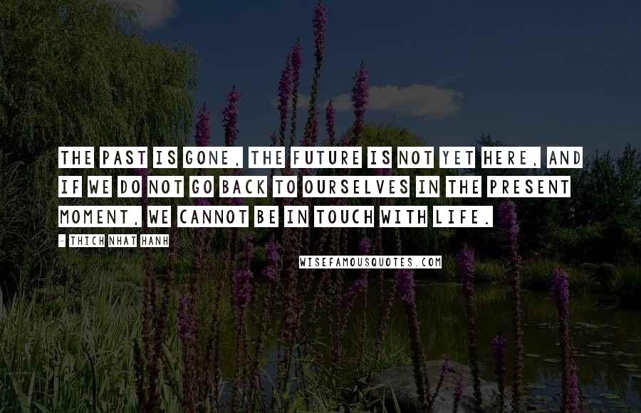 Thich Nhat Hanh Quotes: The past is gone, the future is not yet here, and if we do not go back to ourselves in the present moment, we cannot be in touch with life.