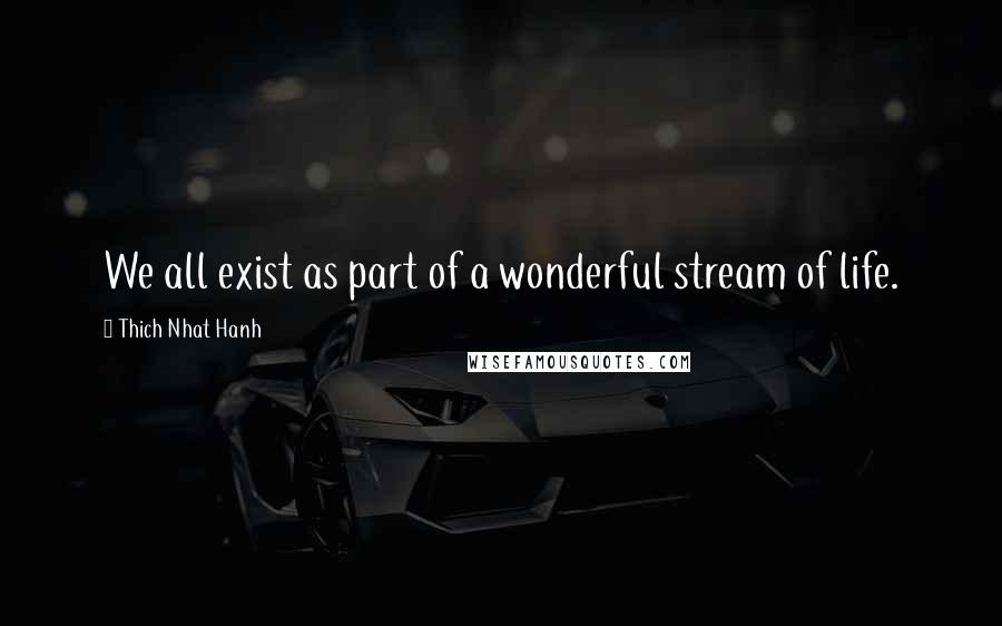 Thich Nhat Hanh Quotes: We all exist as part of a wonderful stream of life.