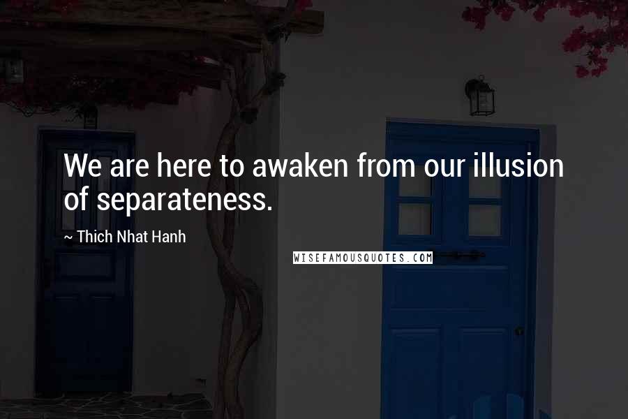 Thich Nhat Hanh Quotes: We are here to awaken from our illusion of separateness.