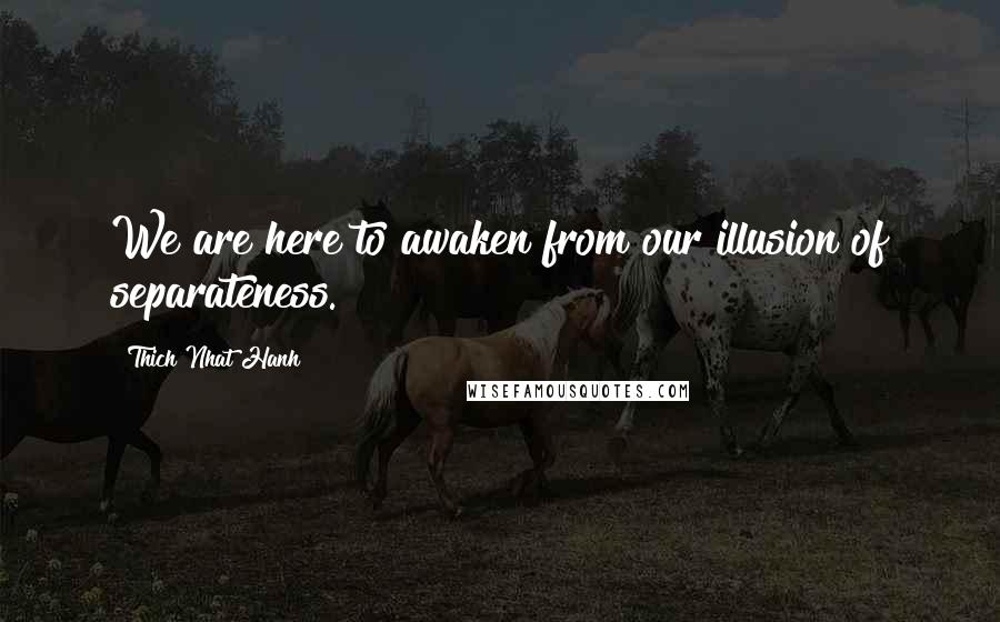 Thich Nhat Hanh Quotes: We are here to awaken from our illusion of separateness.