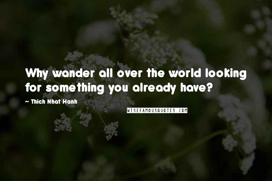 Thich Nhat Hanh Quotes: Why wander all over the world looking for something you already have?