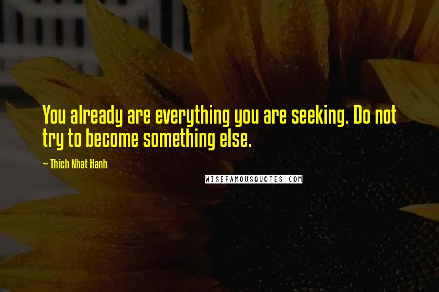 Thich Nhat Hanh Quotes: You already are everything you are seeking. Do not try to become something else.