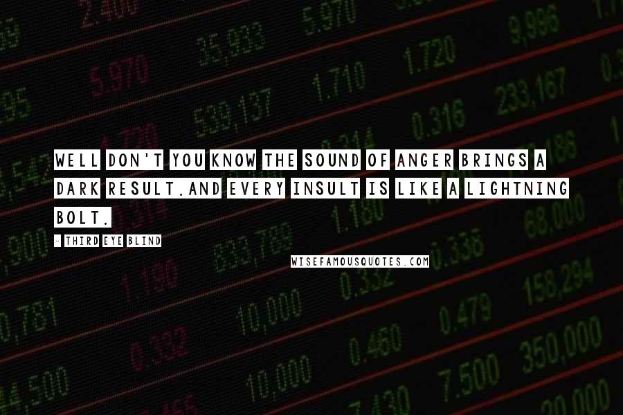 Third Eye Blind Quotes: Well don't you know the sound of anger brings a dark result.And every insult is like a lightning bolt.