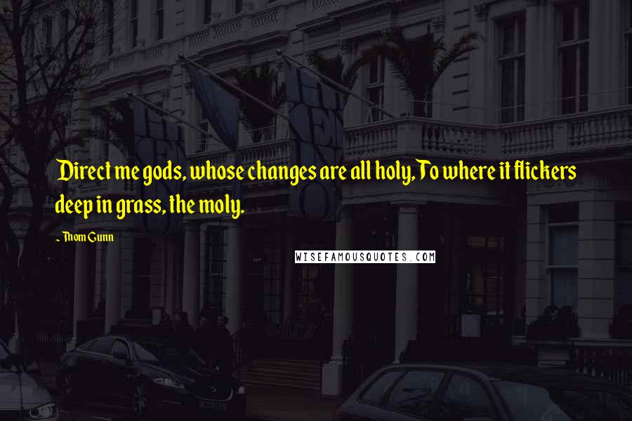 Thom Gunn Quotes: Direct me gods, whose changes are all holy, To where it flickers deep in grass, the moly.