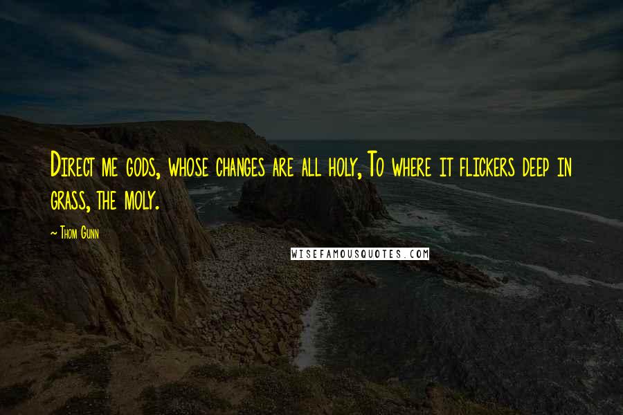 Thom Gunn Quotes: Direct me gods, whose changes are all holy, To where it flickers deep in grass, the moly.
