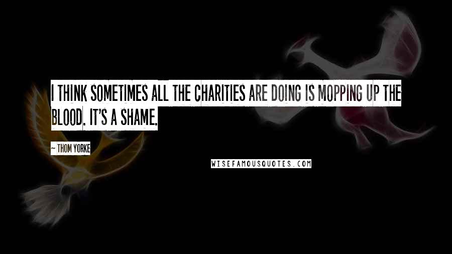 Thom Yorke Quotes: I think sometimes all the charities are doing is mopping up the blood. It's a shame.