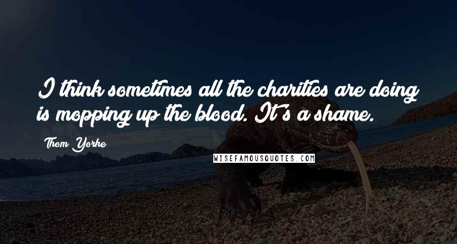 Thom Yorke Quotes: I think sometimes all the charities are doing is mopping up the blood. It's a shame.