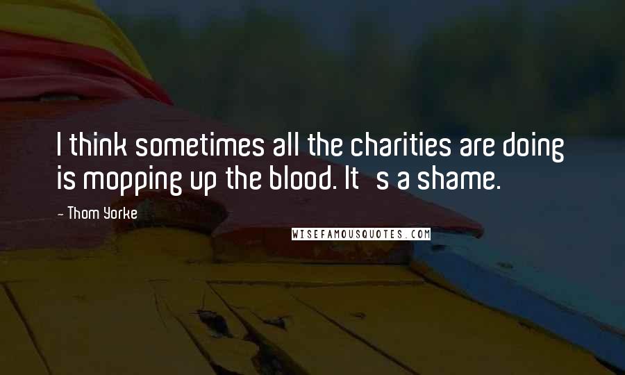 Thom Yorke Quotes: I think sometimes all the charities are doing is mopping up the blood. It's a shame.