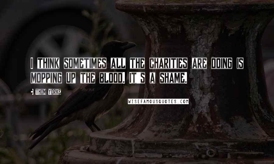 Thom Yorke Quotes: I think sometimes all the charities are doing is mopping up the blood. It's a shame.