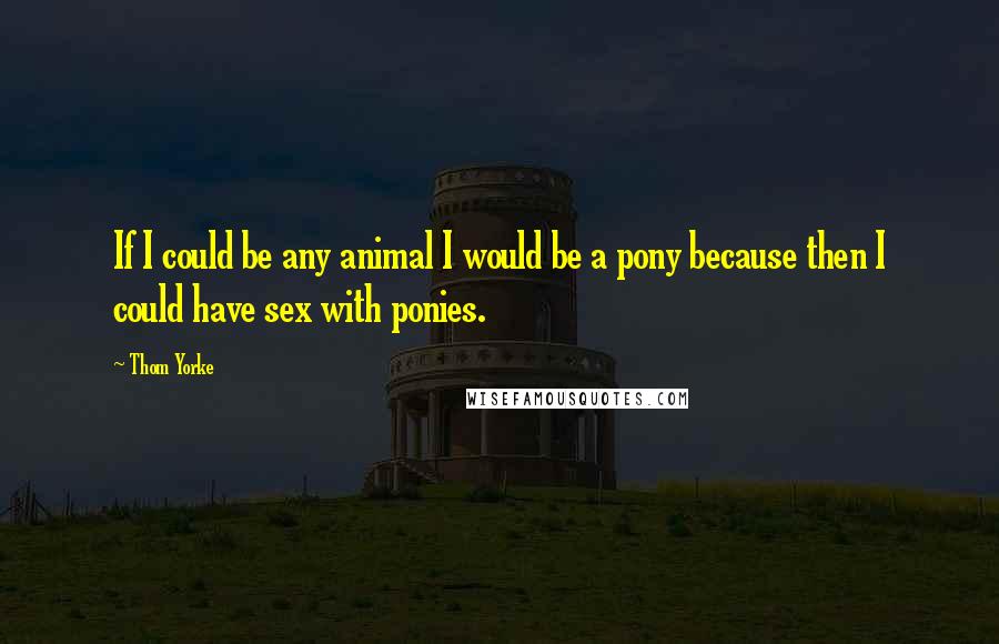 Thom Yorke Quotes: If I could be any animal I would be a pony because then I could have sex with ponies.