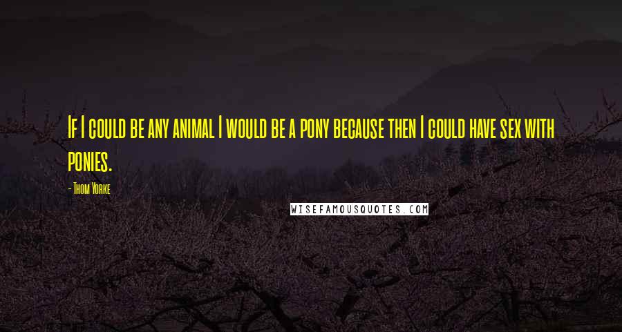 Thom Yorke Quotes: If I could be any animal I would be a pony because then I could have sex with ponies.