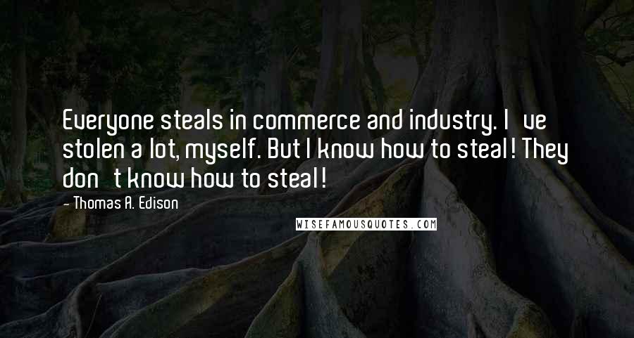 Thomas A. Edison Quotes: Everyone steals in commerce and industry. I've stolen a lot, myself. But I know how to steal! They don't know how to steal!