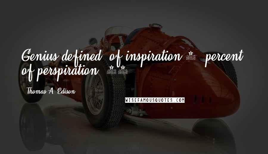 Thomas A. Edison Quotes: Genius defined: of inspiration 1% percent, of perspiration, 99%.