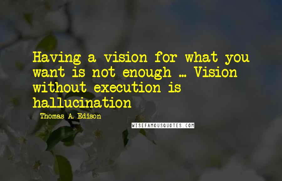 Thomas A. Edison Quotes: Having a vision for what you want is not enough ... Vision without execution is hallucination