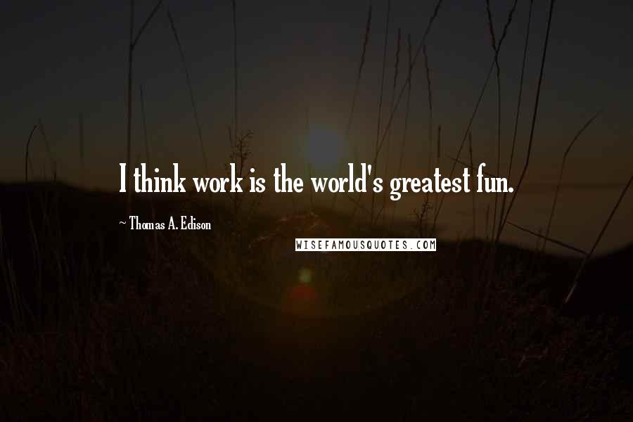Thomas A. Edison Quotes: I think work is the world's greatest fun.